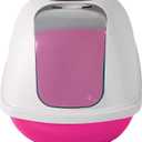 Petmate Basic Hooded Cat Litter Pan, Large, Pink and White, Made in USA