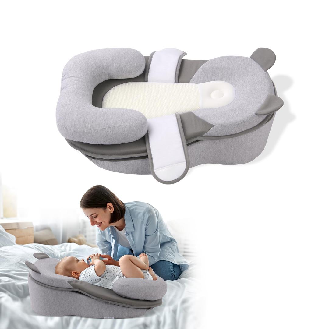 Rootling Baby Feeding Pillow, Anti Overflow Feeding Pillow for Reducing Spit-Up, Safety Nursing Pillow, Baby Lounger Reflux Wedge Breastfeeding, Removable top and Bottom