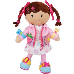 June Garden 15.5" Dressy Friends Daisy - Educational Stuffed Plush Doll for Kids and Toddlers 2 Years and Up - Montessori Buckle Soft Toy