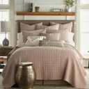 Levtex Home Mills Waffle Full/Queen Quilt Set (88x92in) with 2 Pillow Shams (26x20in) - Blush - Cotton Waffle Full/Queen Size Quilt Bedding Set - Lightweight, Soft, Pre-Washed