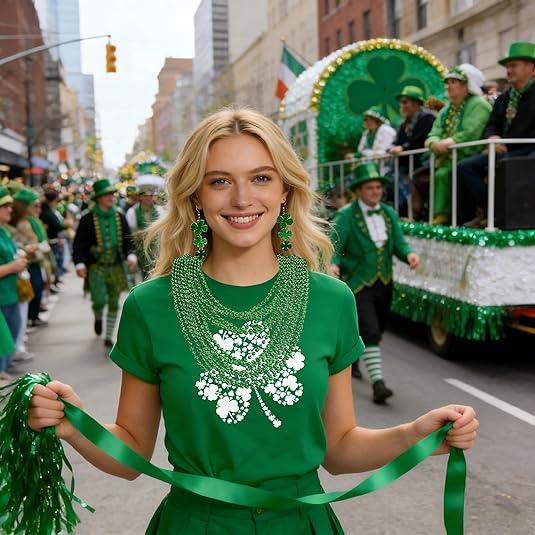 GONOSEED 200 PCS St Patricks Day Accessories for Women St Patricks Day Necklace Bulk Green Beads St Pattys Accessories Decorations Party Favor