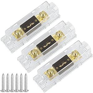 Hamolar 3 Pack 50 AMP ANL Fuse Holder Block 0/2/4/8 Gauge AWG Car Audio 50A 1/0 Zero Gauge Fuses with Box