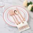 Goodluck 700 Pieces Rose Gold Dinnerware Set for 100 Guests, Plastic Plates Disposable for Party, Include: 100 Dinner Plates, 100 Dessert Plates, 100 Paper Napkins, 100 Cups, 100 Silverware Set