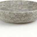 Silver Gray Travertine Bowl, 7.8" Modern Natural Stone Centerpiece for Industrial Home Decor, Handmade Fruit Bowl, Futuristic Tabletop Sculpture,Kitchen Counter, Entryway & Office Desk Organizer