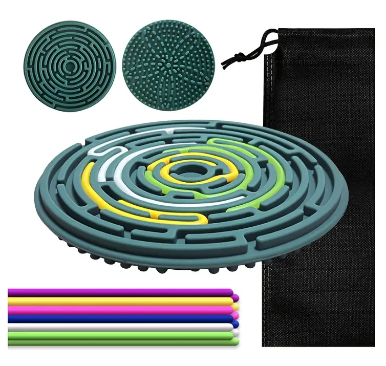 Sensory Activity Board + 12 Strings, Fidget Toys, Busy Board for Stress Relief, Anxiety, ADHD and Calm Down, Autism Sensory Products for Kids 3+ & Adults, Fidgets Pad (Dark Green)