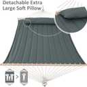 SUNCREAT Double Hammock for 2 Person, Extra Large Outdoor Portable Hammock with Hardwood Spreader Bar, Soft Pillow, 475 lbs Capacity, Gray Green