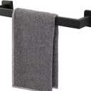 TocTen Bath Towel Rack - Square Base Thicken SUS304 Stainless Steel Towel Bar for Bathroom, Bathroom Accessories Towel Rod Heavy Duty Wall Mounted Towel Holder. (Black, 16)