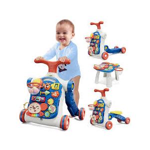 HYES 5 in 1 Baby Push Walker for Baby Boy, Activity Center Learning to Walk, Sit to Stand, Early Learning Push Toys for Infant 12 Months, Walking Toys Gift for Toddler Boys, Blue