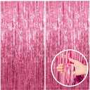 12 Pack Pink Backdrop Party Decorations Tinsel Curtain Party Backdrop Foil Fringe Birthday Decorations Photo Booth Streamer Backdrop Pink Theme Bachelorette Graduation Decor
