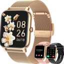 Smart Watch for Women Fitness Tracker: Gold Smart Watches for Women Digital Mens watches Make/Answer Call Waterproof Running Smartwatch Android Phone iPhone Samsung Compatible Heart Rate Monitor, Gold