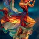 PICKFORU Stained Glass Puzzle Elegant Lady Puzzles for Adults 1000 Pieces, Beautiful Woman Playing Violin Dance Jigsaw Puzzle, Colorful Aesthetic Art Challenging Puzzles for Adults