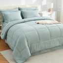 EMME Twin Comforter Set with Sheets 5 Pieces Twin Size Bed in a Bag Set for All Seaon, Twin/Twin XL Ultra Soft Aqua Bedding Sets with Comforter, Sheets, Pillowcase & Sham (07 - Aqua Blue)