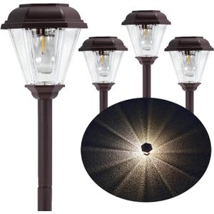 Solar Pathway Lights Outdoor 4 Pack, Waterproof IP65 Solar Garden Lights with 1000mAh Battery, Auto On/Off Warm White Landscape Lighting for Yard, Walkway, Driveway