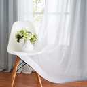 Ombre Chiffon Sheer Curtains 54 Inch Length for Living Room Bedroom, Crinkle Semi Voile Short Curtain Panels for Laundry Room Light Filtering Window Drapes for Kitchen Small Window, Rod Pocket, Grey