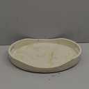 Beige Travertine Marble Serving Tray with Handles - 14x10 inches, Beaded Oval Decorative Tray, Countertop Ottoman Tray for Vanity, Living Room Entryway Table, Perfume Candle Display