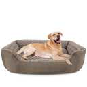 JOEJOY Rectangle Dog Bed for Large Medium Small Dogs - Washable Orthopedic Sofa Bed, Soft Breathable Puppy & Pet Cuddler, Durable Calming Dog Bed with Anti-Slip Bottom, Dark Brown, XL(35"x 25"x 10")