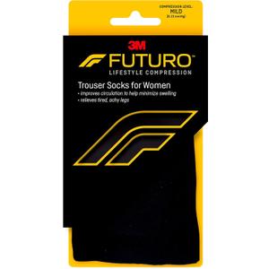 Futuro Energizing Trouser Socks for Women, Mild Compression, Medium, Black (1 Pair (Pack of 1))