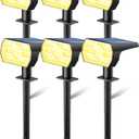 Kaxiida Solar Lights Outdoor Waterproof IP68, 3 Lighting Models Solar Powered Spot Lights Outdoor, 56LED Light Dusk to Dawn for Yard Patio Garden Pathway Landscape Lighting (Warm White, Pack of 6)