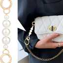2 x Hzopcw 2pcs Gold Bag Extender Chain, Bow Pearl Purse Extender Chain for Women, Metal Bag Chain Charms for Handmade Shoulder Crossbody Bags Wallets Clutches