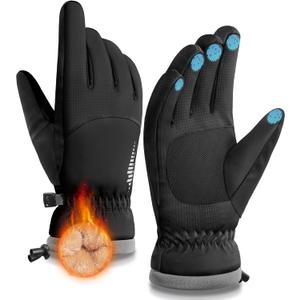 SIMARI Winter Waterproof Warm Gloves Women Men with Touchscreen Fingers, Ski Snow Windproof for Cold Weather Thermal, for Running Hiking Driving Cycling Outdoor Sports Daily Work (Large, Black)