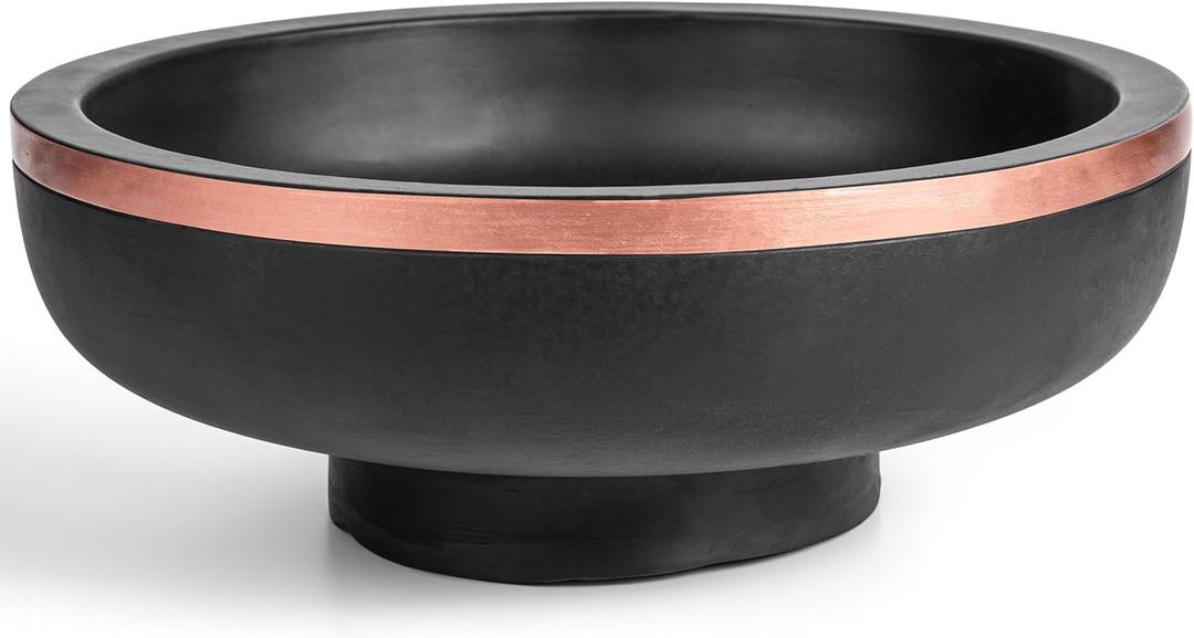 Large Cast Stone Decorative Bowl for Home - Fruit Bowl for Kitchen Counter - Modern Key Bowl for Entryway Table Decor - Hand-Poured Pedestal Bowl for Keys