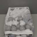 STARBOLO Ball Pit Balls for Baby and Toddler, 150 200 Pack White Mixed Shaped Balls Phthalate Free BPA Free Crush Proof Plastic Pit Balls Play Toys for Kids Ball Pit, Pool,Play Tent,Party (Gray+white+transparent;Stars+balls+hearts+long balls)