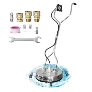 EDOU Direct 20" Pressure Washer Surface Cleaner - Dual Handle Concrete Cleaner with Wheels - Driveway Pressure Washer Attachment, 4,500 PSI Max - Includes Quick Connector Kit - Silver