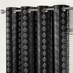 jinchan 95% Blackout Boho Curtains 84 Inches Long for Christmas Bedroom Living Room Decor Festive Silver Geometric Foil Printed Curtain Grommet Top Room Darkening Drapes Off White 52 x 84 2 Panels