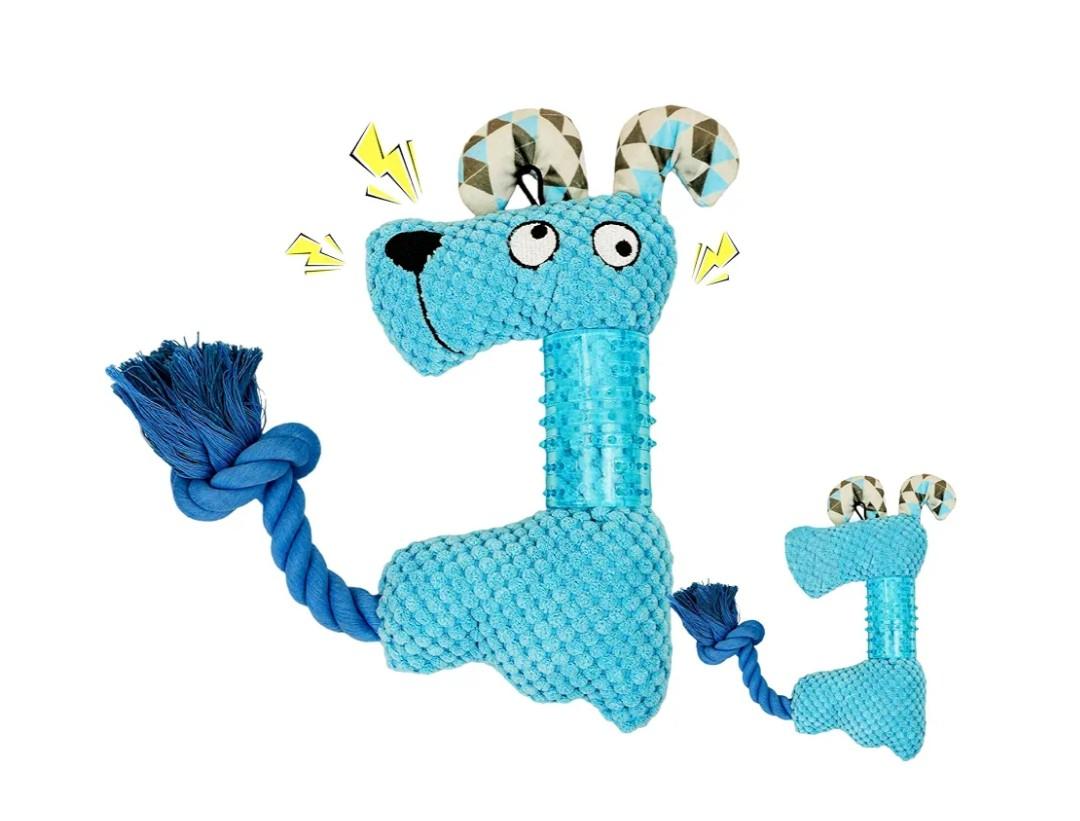 GLURUITE Dog Plush Toy Stuffed Animal Squeaky Chewing Toy Rope Interactive Toys Pet Supplies for Small Medium Dogs