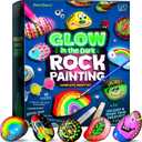 Dan&Darci Kids Rock Painting Kit - Glow in The Dark - Gifts Arts & Crafts for Boys and Girls Ages 6-12 - Craft Activities Kits - Creative Art Toys for 6, 7, 8, 9, 10, 11 & 12 Year Old Kid