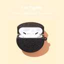 2 x Cute Case Cover Compatible with AirPods 3rd with Carabiner Keychain Hook,Funny Unique 3D Soft Silicone Shockproof Protective Skin Case Cover for Airpod 3rd Case-Biscuits (Black)