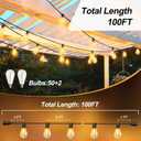 CABOCASA Outdoor String Lights 100FT for Outside Patio Lights with 50+2 Shatterproof S14 LED Dimmable Bulb, Outside Hanging Light Waterproof for Porch Garden Fences Backyard Balcony Pathways 2700K