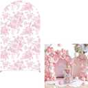 Arch Backdrop Cover Pink Floral Bows Birthday Party 2-Sided Arch Stand Spandex Fabric Covers Girls Baby Shower Fiesta Parties Decorations (2.6x6ft Cover, G4029)