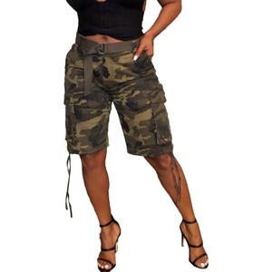 Vakkest Women's Camo Cargo Shorts Casual Trendy High Waisted Summer Joggers Camouflage Print Short Pants with Pockets (XX-Large)
