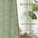 jinchan Boho Curtains Linen Blend Curtains for Living Room Farmhouse Sage Green Drapes 108 Inches Long for Bedroom Semi Sheer Drapes Geometric Striped Printed 2 Panels Set
