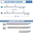 SUNALLY Shower Curtain Rod, Spring Tension Shower Rods Adjustable 32-61 Inch Stainless Steel Telescoping Curtain Rod for Bathroom or Windows, No Drilling, No Slip, No Rust, Chrome