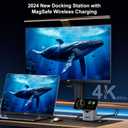 USB C Laptop Docking Station with MagSafe Charger Stand, 9 in 1 USB C Hub Multiport Adapter with 4K HDMI, 1Gbps Ethernet, 3 USB 3.0, SD/TF, Compatible with MacBook/Dell/HP/Lenovo/iPhone (Silver Gray)