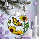 2 x Butterfly & Sunflower Stained Glass Ornament, Christmas Ornaments, Christmas Tree Decorations, Holiday Decor, Holiday Present, Butterfly Themed Gifts, Gift Ideas & Xmas Gifts