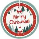 Christmas Tree Skirt 47.2 Inch Blue Green Round Santa and Pine Forest Pattern Merry Christmas Design Holiday Decoration for Xmas Tree Skirt Home Living Room Decor (Colorful889)