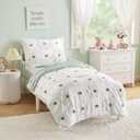 Toddler Bedding Set for Girls Sage Green Tufted Boho Toddler Comforter Set | 4-Piece Tufted Daisy Flowers Bed-in-a-Bag Toddler Girls Bedding Sheets Set with Comforter,Flat Sheet,Fitted Sheet,Pillowcase