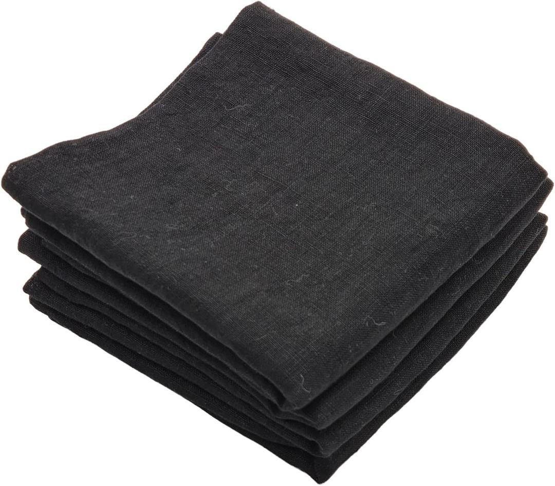 Marc Oliver Black Stonewashed Pure Linen Napkins. Set of 4 20" x 20" Fully Sewn Hem. Fully Washable for Everyday & Entertaining. Machine Washable Reusable Cloth Napkin for Everyday and Entertaining.