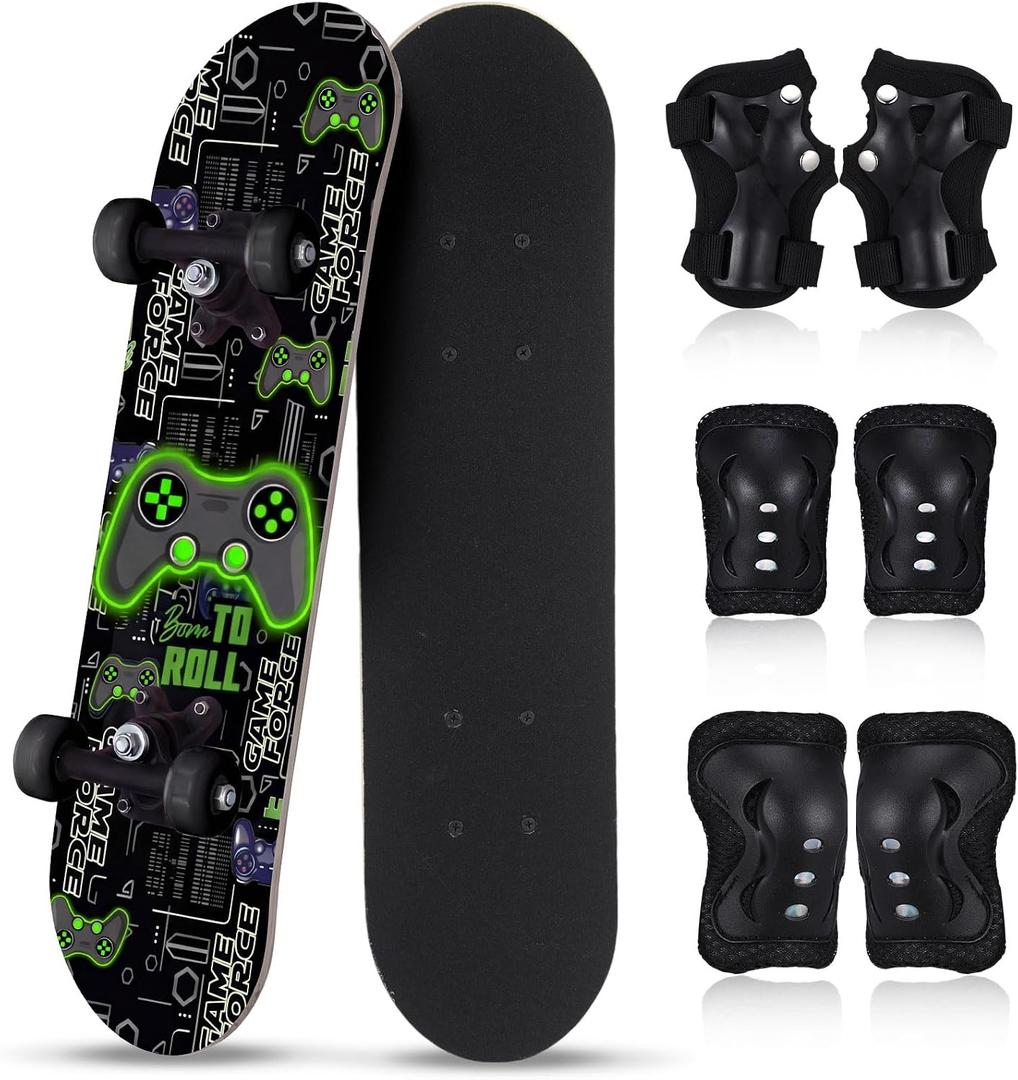 Honoson 7 Pcs Skateboard Kids Set, Age 6-10 Kids 24 x 6"
