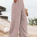 Fooullaide Women High Waist Wide Leg Palazzo Dressy Work Pants with Pocket (Brown, M)