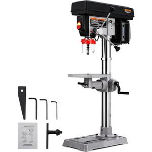 13 in Benchtop Drill Press, 7.5 Amp 120V, 288-3084 RPM Variable Speed Cast Iron Bench Drill Press, 0-45Tilting Worktable, Tabletop Drilling Machine for Wood Metal