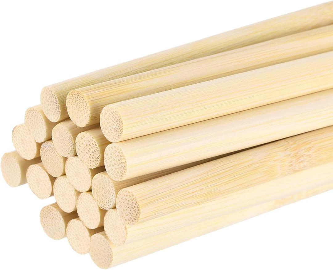 MECCANIXITY Wooden Dowel Rods, 5/16 x 20 Inch Round Dowel Rod Wood Sticks Bamboo Stick for Arts Crafts Photo Booth Props DIY Building Model, 20 Pack
