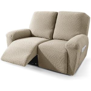 2026 Loveseat Recliner Cover 4-Piece (48"-66") Super Soft Recliner Loveseat Covers with Big Pocket & Anti Slip Ties Stay in Place, Lazy Boy Reclining Love Seat Slipcover Durable Washable, 2 Seat-Regular, Khaki