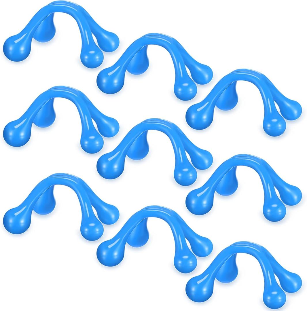 Liliful 9 Pcs 4 Point Massage Tools Christmas Gift Office Gift Small Hook Massager Handheld Palm Shaped Manual Back and Neck Massager Tools 4 Legged Hand Held Massager(Blue)