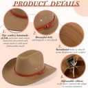 Cowboy 22 to 22.8 Inches Hat Felt Wide Brim Cowgirl Hat with Belt Classic Outdoor Western Style for Women Men Adult (Brown)