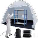 Portable Paint Booth Tent, Siebwin Extra Large 10x6x6.5ft Spray Paint Tent with Built-in Floor & Mesh Screen & Windproof Hooks for Furniture DIY Hobby Tool Spray Paint Shelter, Gray