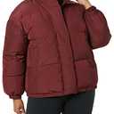 Amazon Essentials Women's Relaxed-Fit Mock-Neck Short Puffer Jacket  (Previously Daily Ritual), Dark Burgundy, 2X